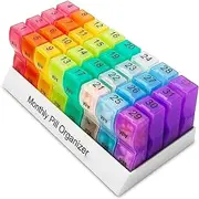 Zinuo Pill Organizer Box Am/Pm Daily Pill Organizer 32 Compartments for Vitamins, Supplements, Medication Pill Dispenser and Dispenser Caddy That Helps You Organize Your Life