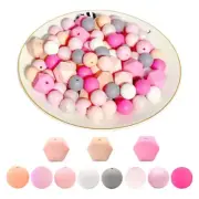 95 Pieces Silicone Beads Loose Beads for Keychain Making Colorful Octagonal Bead
