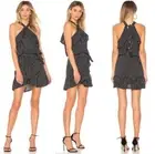 Faithfull the Brand Manarola Dress 2 XS San Cristobal Stripe Black Mini Ruffle