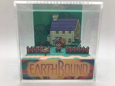 Earthbound Mother SNES Super Nintendo Shadow Box Diorama Cube Ness at Home