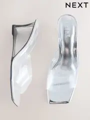 Silver Forever Comfort® Square Toe Vinyl Wedge Mules (AP7105) | $83