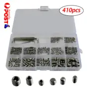 410pcs Stainless Steel Metric Grub Set Screw Assortment Kit with Box M3/4/5/6/8