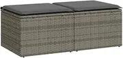 [vidaXL] 2 Piece Garden Sofa Set with Cushions - Grey Poly Rattan Outdoor Patio Seating - Storage Function - Acacia & PE Rattan - Weather Resistant - 55 x 55 x 37 cm