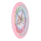 (Pink)Wall Clock Plastic Cartoon Colorful Quartz Time Learning Hanging Clock H