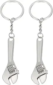 uxcell Mini Spanner Wrench Keychain, 2 Pack Multifunctional Hardware Tool Key Chain Creative Convenient Pocket Tools Keychain for Wrench Spanner Claw Key Ring, Silver