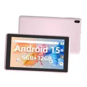 Android 15 Tablet, 7 Inch Tablet, 6GB RAM 32GB ROM/ 1TB Expandable, 5MP Pink