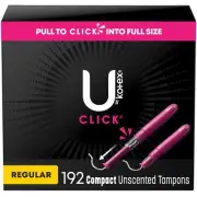 U by Kotex Click Compact Tampons Regular Absorbency Unscented 192 Count