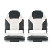 High Back Folding Boat Seat with Cushioned Support - Black & Grey