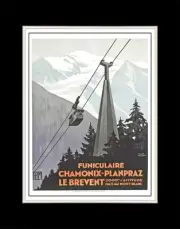 1931 PLM Chamonix-Planpraz to Le Brevent Funicular - Matted for 11x14 Frame
