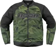 Icon Overlord3 Mesh Camo Motorcycle Textile Jacket, black-green, Size M for Men Black Green