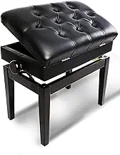 Modern Leather Height Adjustable Piano Bench Solo Piano Stool Keyboard Bench Vanity Stool For Home & Professional Use 56 X 36 X 50 60Cm (Straight Legs)