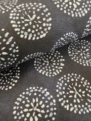 Rebecca Atwood Small Dots Floral Linen Print Fabric- Dotted Floral / Navy 1 yd
