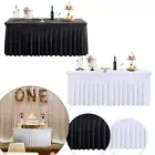 White Black Spandex Fitted Rectangle Table Covers Trestle Tablecloth Skirt Style