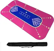 TX GIRL Pink Poker Layout Texas Holdem Tablecloth Blackjack Layout Portable Poker Pad with Backpack Non-Slip Rubber Back Side 180 * 90cm (Size : 180 * 90cm)