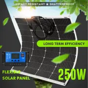 12V 250W Flexible Solar Panel Kit 10A Controller Battery Charger Ultralight