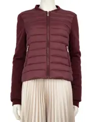Burgundy Quilted Zip Jacket