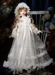 New white lace Dress clothes Hair shoes For 1/4 BJD Doll xaga Narco A