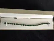 New 30.00CTW Oval Chrome Green Diopside Sterling Silver Tennis Bracelet 7 1/4"