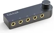 Cubilux Bidirectional 4-Channel 6.35mm Audio Selector, 1x TRS to 4X TRS Stereo 4-Port 1/4” Quarter Inch AUX Switch Box for Speaker, Headphones, Subwoofer, Home Audio System, Mixer, Amplifier