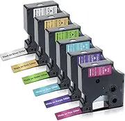 Absonic D1 Label Tape Compatible for Dymo COLORPOP Label Maker Refills 12mm 0.47" 1/2 Inch Work for LabelManager 160 420P 280 PnP, Silver/Green/Gold/Pink/Purple/Blue Glitter, 1/2" x 10', 6-Pack