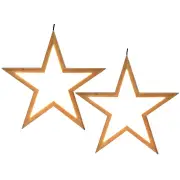 2x Large Bamboo Star LED Hanging Lamp Light Home Decor Lighting - Natural