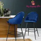 Artiss Bar Stools Kitchen Stool Dining Chairs Velvet Chair Barstool Blue Mesial