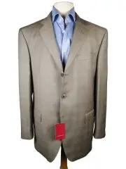 Luigi Bianchi Suit 42R Brownish Taupe Glen Plaid 3-button 120's Wool