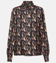 [Etro] Etro Polka-dot paisley silk shirt AU 12 black