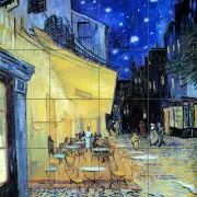 24 x 24 Art van Gogh Starry Night Sky Cafe Mural Ceramic Decor Tile #165