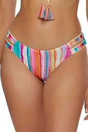 [Lucky Brand] Women's Porto Covo Tab Side Hipster Bikini Bottom, Swimwear Separates, Multicolor, Small