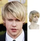 Blonde Natural Side Part Wig Synthetic Hair Men's Wig Male Short Straight Wig