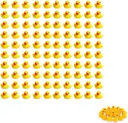 Sohapy 100Pcs Mini Yellow Rubber Ducks Baby Shower Bath Toy, Squeak Fun Float De