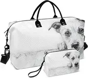[YXYZRMY] Cute Dog Black White Travel Duffel Bag Gym Bag Sports Tote Bag with Multiple Interior Pockets Shoulder Weekender Bag for Women Men with Toiletry Bag 20.5”x 7.9”x 13.8”, Multi-Colored, one size