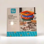 COIN SORTING TRAYS 4 TRAYS AND 20 COIN WRAPPERS INCLUDED POUR & SHAKE.