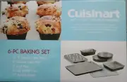 Cuisinart 6 Piece Steel Baking SET-- Cake Pans Muffin Pan Loaf Pan Baking Sheet