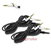 2PCS 3FT 3.5MM AUX AUDIO STEREO CABLES BLACK IPHONE 5 4S IPOD TOUCH NANO SHUFFLE