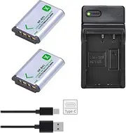 2X Battery + USB-C Charger fits NP-BX1 for Sony RX100 VII VI V VA IV RX1R ZV-1F