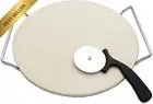 33Cm Round Pizza Stone Set, Cordierite for Grill & Oven, with Rack & Cutter
