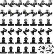 Pack of 40 Push Pin Clips, Metal Tear, Nail Holder, Wanfoou Paper Clips, Small Metal Clips, Hinge Clips, Paper Clips, Mini Paper Money Binder Clamps for Photos, Office, Kitchen, Home, Black