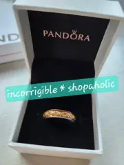 RARE RETIRED PANDORA VINTAGE FLORAL GOLD ENAMEL STERLING SILVER RING SIZE 52