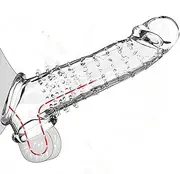 Transparent Threaded Condoms Male Adult Lock fine Crystal Sleeve 7.87in