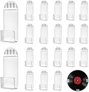 JUGCUT No-Drill Vinyl Record Wall Display 18Pcs Clear Acrylic Self-Adhesive Vinyl Album Holder CD/Card/Magazine Storage Shelf with Tape for Home Office & Retro Decor Art exhibition