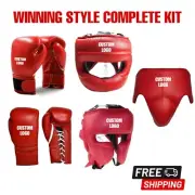 Leather Boxing Gloves Set MuayThai Training MMA Kick Boxing Sparring PunchingBag