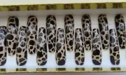 XL Tan Black Animal Cow Print Square Coffin Press On Nails (20)
