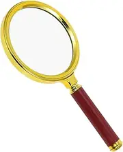 HOUDERCO Vintage Handheld Magnifying Glass with Magnification and Faux Rosewood Handle Portable Lens for Reading Repairs and Hobbies Lightweight Retro Design for Seniors