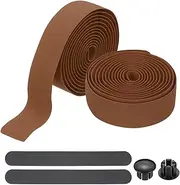 uxcell Bike Handlebar Tape, 2 Rolls 6.6 Feet Bike Grip Tape High-Elasticity EVA Foam Cycling Handle Wraps Comfortable Non-Slip Shock Bicycle Wrap with End Plugs for Road Bike, Brown