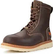 [SUREWAY] 8” Wedge Work Boots for Men - Soft Toe, Premium Full-Grain Leather, Lightweight Work Boots/Shoes, Comfort Insole, Superior Oil/Slip Resistant, Real Goodyear, EH Rated Industrial Construction Boots