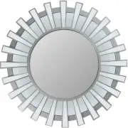 Northlight 25.5" Matte Silver and Clear Sunburst Round Mirror Wall Decor