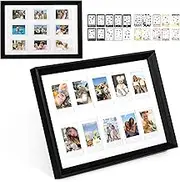 WOGOZAN Mini 3 Inch Film Photo Frame for Fuji Polaroid Instax Mini 12/11/99/EVO Instant Camera, Wooden Frame Holds 2.2x3.4 Inches 10 Photos with Sticker for Wall & Tabletop Display (Only One)(Black)