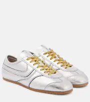 [Dries Van Noten] Dries Van Noten Metallic leather sneakers AU 7.5 silver
